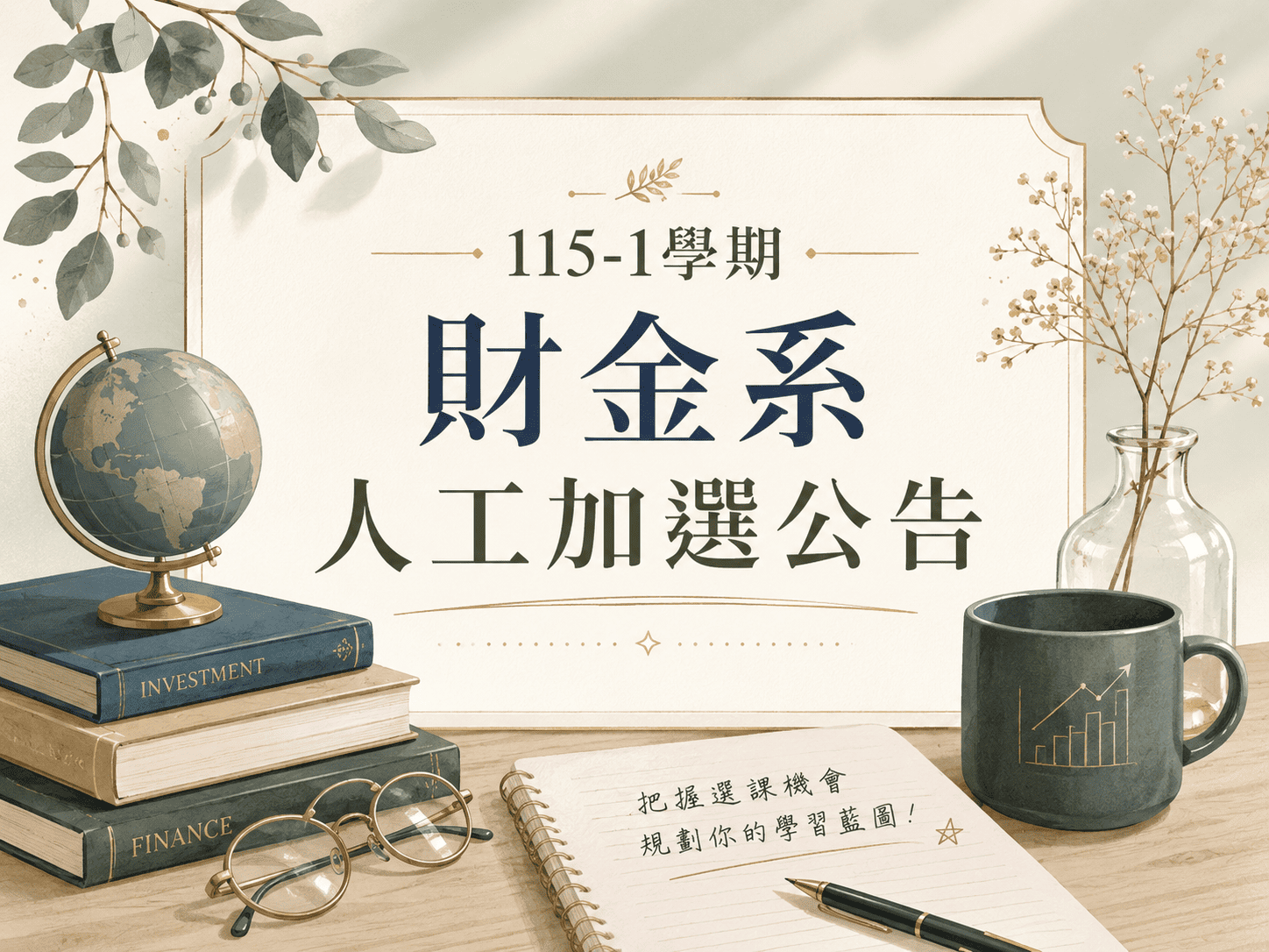 115-1 學期財金系人工加選時程公告